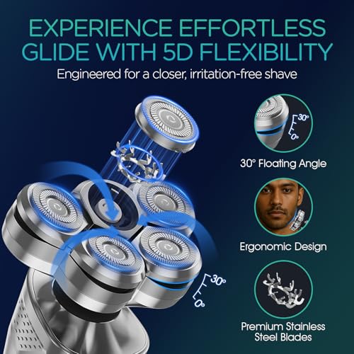 HIENA PRO Cordless Hair Clippers for Men, Professional Barber Kit - Beard Trimmer, Aluminum Foil Shaver, Nose Trimmer, 10 Limit Combs - Fast Charge, Smart LED Display (Clippers/Trimmer)