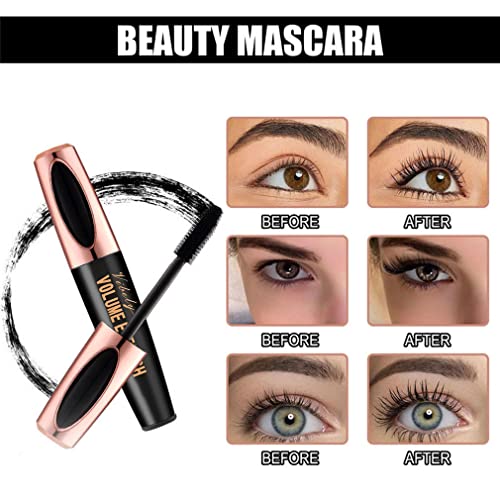 3 Pack 4D Silk Fiber Lash Mascara, Waterproof Smudge-proof Thickening Lengthening Mascara Black, All Day Exquisitely Full, Long, Thick, Long-Lasting No Flaking Lash Extensions