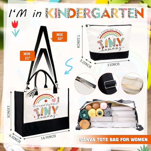 5 Pcs Kindergarten Teacher Gift Kindergarten Teacher Appreciation Gifts Tote Bag Teachers Day Gift Include Tote Bag Glass Cup Acrylic Puzzle Plaque Makeup Bags Scented Candle