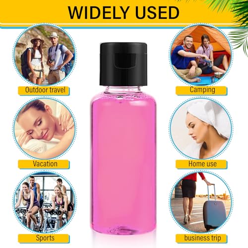 Mimorou 150 Pcs 1oz Travel Bottles Bulk for Toiletries Clear Small Travel Size Bottles Bulk Refillable Empty Containers for Shampoo Lotion Liquid Body Soap Cream Toiletries(Black Cap)