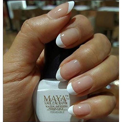 MAYA HALAL, BREATHABLE & TOXIN-FREE VEGAN NAIL POLISH (FRENCH MANICURE SET with brush).