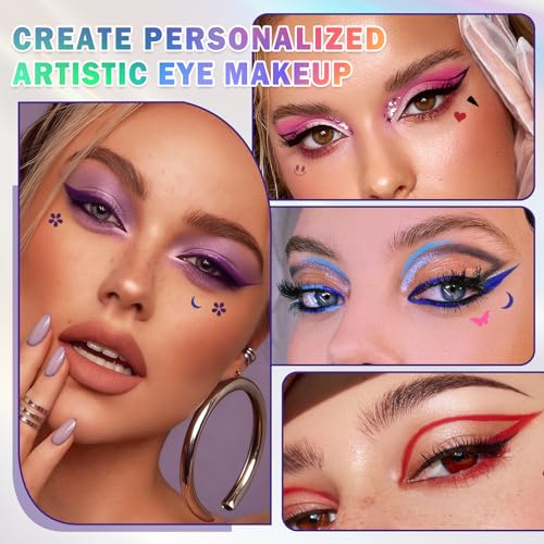 CAHIUYOA 7PCS Colorful Eyeliner Stamp Pen,Double-headed Eye Liner Liquid Liner Pencils for Face Stamps Makeup,Long-lasting Smudgeproof delineador de ojos contra el agua