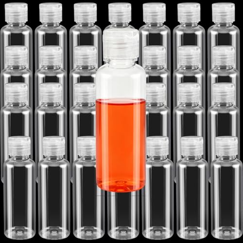 40 Pack 4oz Plastic Squeeze Bottles with Top Flip Cap, Clear Travel Bottles for Toiletries, Empty Refillable Squeeze Containers for Shampoo, Lotion, Travel Accessories
