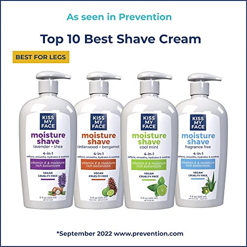 Kiss My Face 4 in1 Moisture Shave, Fragrance Free 11 oz (Pack of 3)