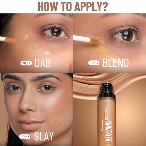 Swiss Beauty Liquid Light weight Concealer with Full Coverage |Easily Blendable Concealer for face makeup with Matte finish | Shade- Medium - Beige, 6g |