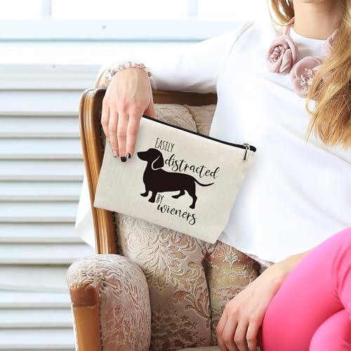 Huester Dachshund Wiener Dog Makeup Bag, Cosmetic Pouch for Dachshund Lovers, Travel Size, Women, Girls