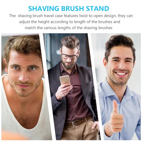 HEALLILY Travel Shaving Brush Case Adjustable Height Shave Brush Holder Stand Portable Storage for Men S Grooming