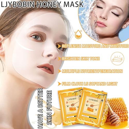 8 Pack Honey Sheets Face Mask Skincare Set,Moisturizing Facial Masks for Men & Women,Hydrating Long Lasting Soft Face Masks Skin Care for All Skin Types