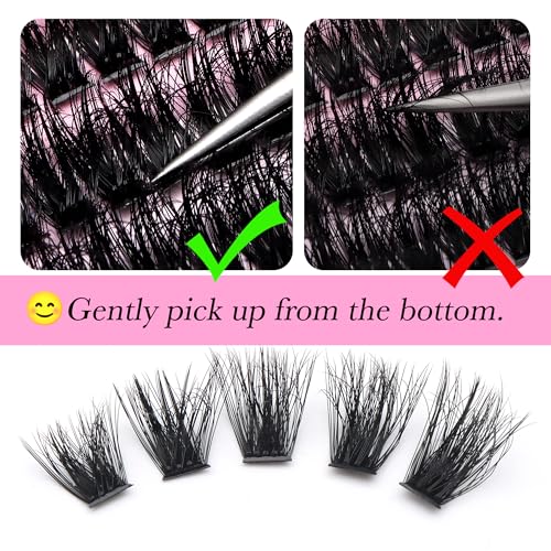 DIY Eyelash Extensions False Eyelashes 280pcs Soft Lash Clusters Volume Lashes Thick Fluffy Individual Cluster Voluminous D Curly Lash Clusters Wispy Fake Mink for Dramatic Look (9-16mm, 80D+100D KIT)