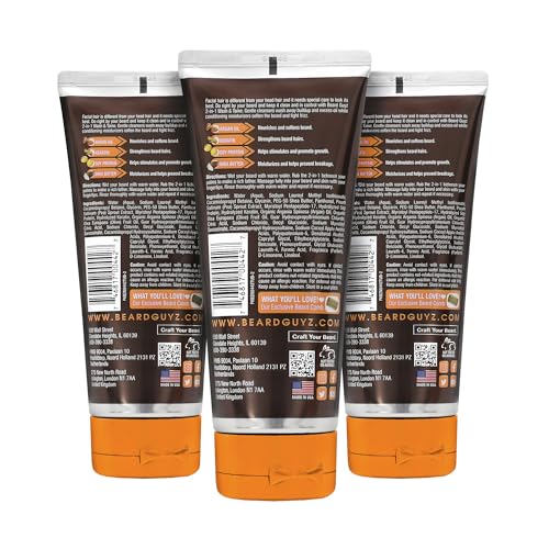 Beard Guyz 2-in-1 Beard Wash and Conditioner, Deep Cleansing Beard Shampoo for Men, Softening & Taming Formula ? 6.7 oz (Pack of 3)