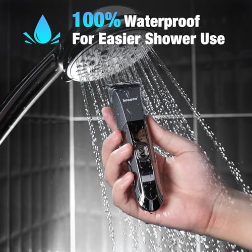 Body Hair Trimmer for Men - Kensen Electric Groin & Pubic Hair Trimmer, Rechargeable Ball Shaver Groomer, Waterproof Mens Body Groomer Kit for Sensitive Areas, Cordless for Wet/Dry Use (Gray)