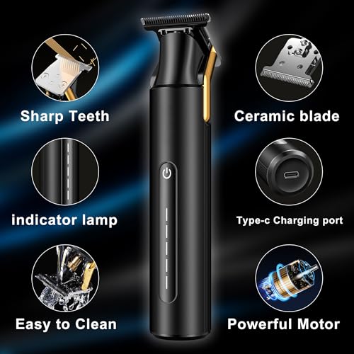 Hair Trimmer for Men,Professional Barber Trimmer,Cordless T-Blade Hair Clippers Precision Edgers T Liners Rechargeable Beard Trimmer,Waterproof Haircut kit,Long-Lasting Battery