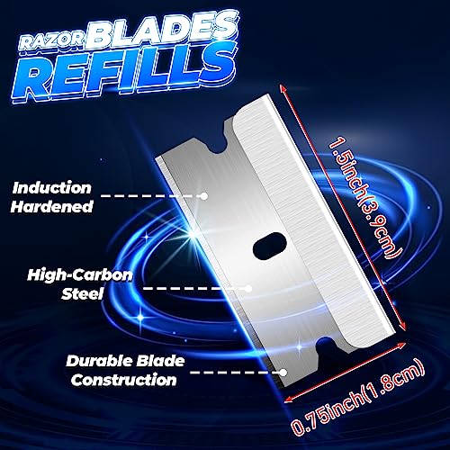 DIYSELF 2 Pack Plastic Razor Blade Scraper, 100PCS Plastic & Metal Razor Blades