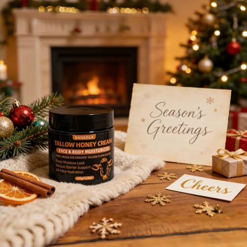Organic Grass-Fed Beef Tallow for Skin ? Moisturizing Cream with Raw Honey, Handmade All-Natural, for Soft Smooth Skin £¨4 Oz £©