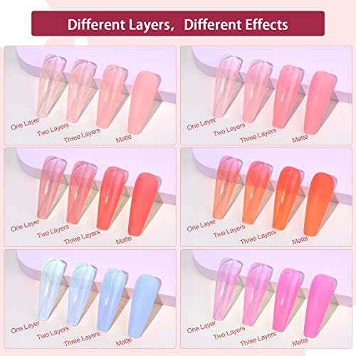SAVILAND 30 Colors Jelly Gel Nail Polish Set with 12 Colors Glows in The Dark Gel Nail Polish Set
