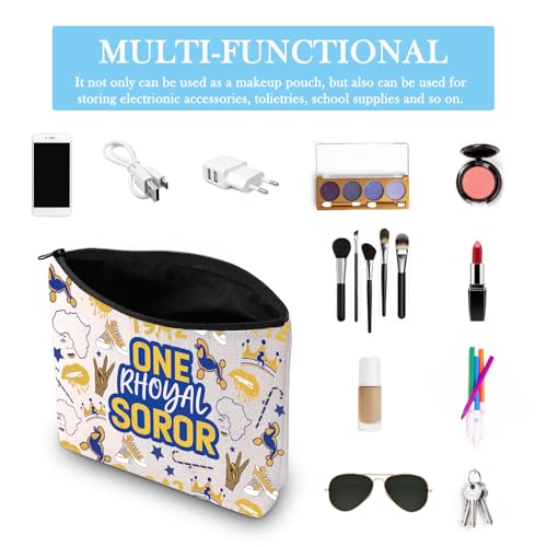 GJTIM Sisterhood Sorority Paraphernala Gift Sorority Sister Gift Greek Sorority One Rhoyal Soror Zipper Pouch Pretty Poodle Blue And Gold Makeup Bag (One Rhoyal Bag)