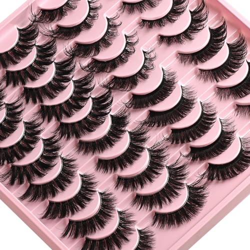 FARRED Lashes Wispy False Eyelashes 4 Styles Cat Eye Fake Lash Strips Big Fluffy Fox Strip Eyelash Pack 20 Pairs Natural Mink Cateye Lashes Natural Looking Wispies Easy Russian Eye Lash for Beginners