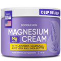 DOODLE HOG Magnesium Cream for Pain, Deep Relief for Muscles & Joints with Calendula, Aloe Vera and Shea Butter, Topical Magnesium Lotion for Sleep, Safe for Kids (4 oz, Lavender)