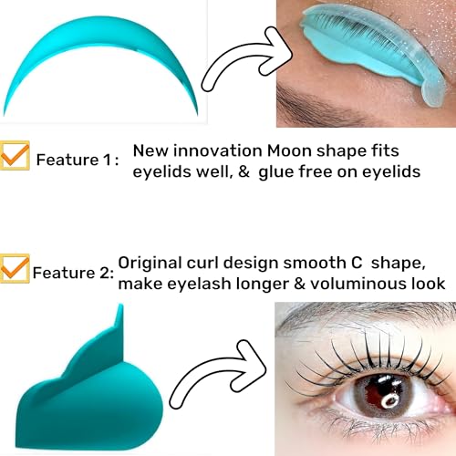 Lash Lift Shields C Curl 5 Size Lifting Pad, Rapid Eyelash Shield Shiny Perm Rods Make Eyes Natural Curl Flexible Pads Extreme Rod 100 Use Elastic Lami Perming Roller (Pink Color)