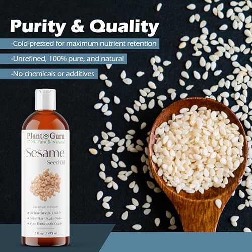 Sesame Seed Oil 4 fl. oz. ? Cold Pressed, 100% Pure & Natural Carrier for Skin, Face, Body, Hair, and Cooking. Great for DIY Creams, Lotions, and Lip Balms.