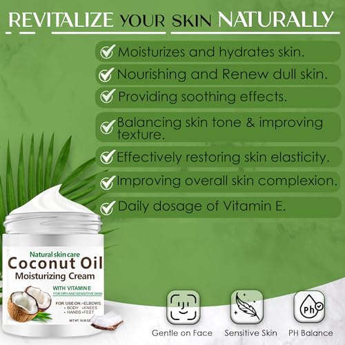 Coconut Oil Cream. Spa size 10.5 oz Moisturizing Cream. Coconut Oil for Face, Hands, Hair. Intense Hydration For Dry skin