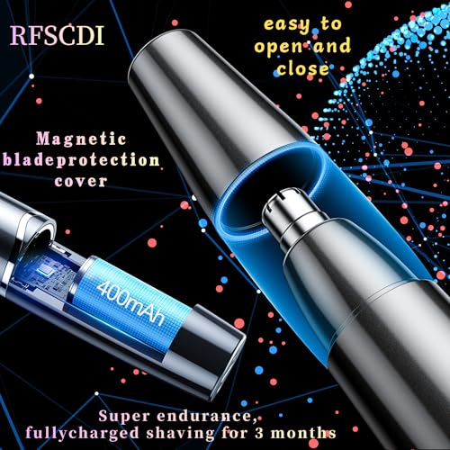 5-in-1 Rechargeable Nose & Ear Hair Trimmer - IPX7 Waterproof Dual Edge Grooming Kit for Men & Women, Perfect for Hair Removal of Nose, Eyebrows, Beard, Bikini, and Facial Hair (Black)