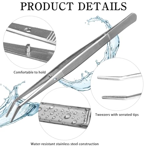 36 Pcs Stainless Steel Tweezers Multipurpose Sewing Machine Forceps Bulk with Curved Serrated Tip for Crafting (Silver)