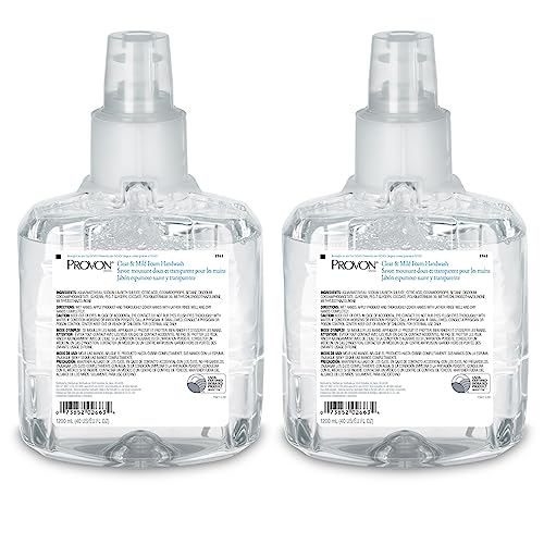 PROVON LTX-12 Clear and Mild Foam Handwash, EcoLogo Certified, 1200 mL Foam Soap Refill for LTX-12 Touch-Free Dispenser (Pack of 2) - 1941-02