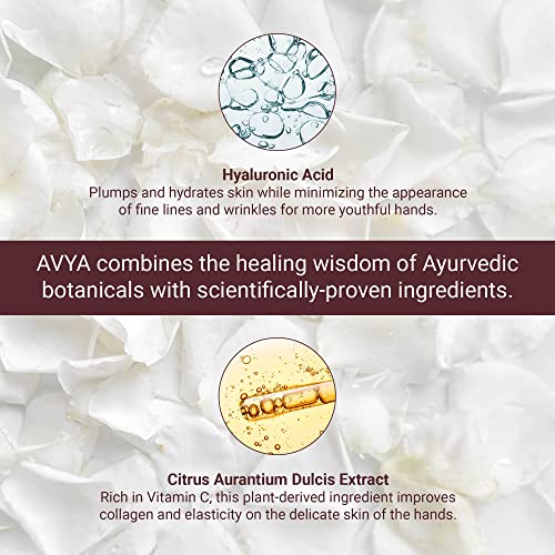 AVYA Hydrating Hand Lotion for Dry Skin ? Nourishing Hand Healing Treatment for Dry and Ashy Skin/Hyaluronic Acid and Citrus Stem Cell Technology/Advanced Ayurvedic Skincare (2oz)