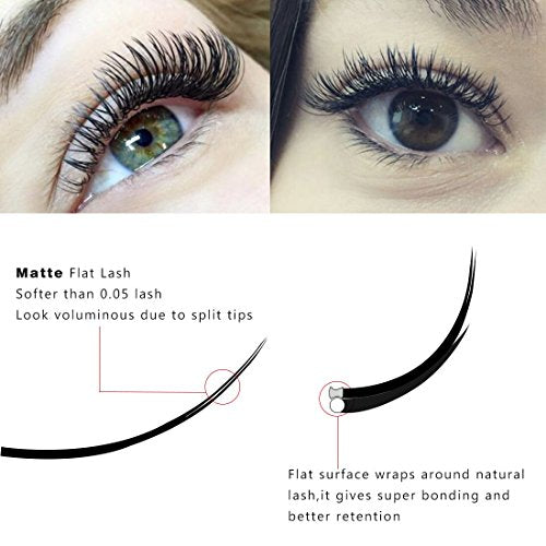 Matte Mink Flat Eyelash Extension 0.25 D Curl 9mm Ellipse Eyelashes False Mink Individual Eyelash Extension Professional Salon Used by Qeelasee
