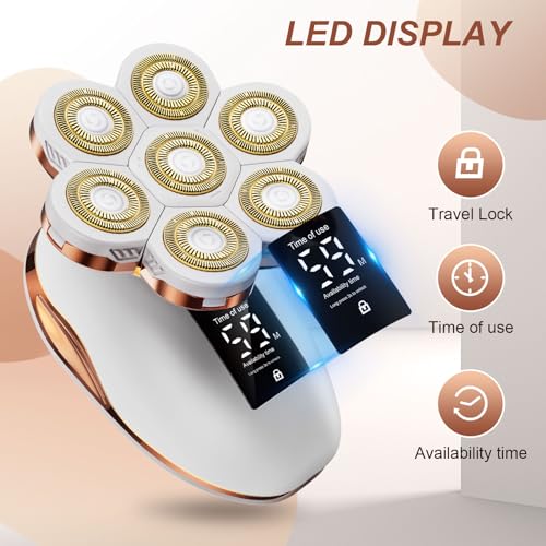 2-in-1 Electric Razors for Women, Wet/Dry 7D Rechargeable Rotary Shaver for Legs, Water Resistant Grooming Kit - Electric Razors for Women, Facial Hair Removal, Bikini Trimmer, Lips - Gentle Hair Remo