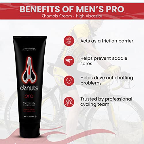 dznuts - Men's Pro Chamois Cream and Women's Bliss Chamois Cream - Anti-Chafing Cream for Saddle Sores, Rubbing, and Inner Thigh Friction for Cyclists, Runners, Triathletes (4 fl oz Each)