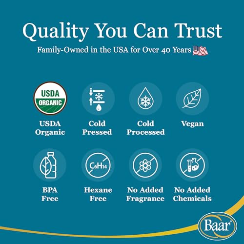 Baar Organic Castor Oil for Eyelash, Eyebrow and Hair Renewal, Skin Repair and Protection, Detox & Cleansing and Relief for Sore Muscles and Stiff Joints, Cold Pressed, Hexane Free, 128 fl oz / 1 gal