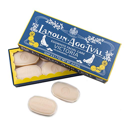 VICTORIA Lanolin Agg Tval Egg White Face Soap Bar for Women, Facial Care Cleanser, 6 x 1.7 Ounce