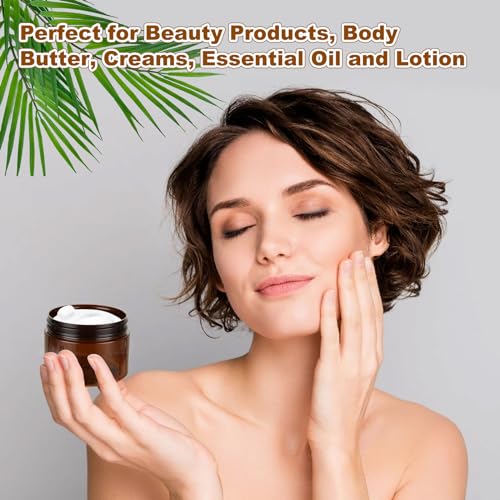 JMIATRY 50Packs 4OZ Plastic Amber Jars with Lids Refillable Ambers Plastic Jar 120ML/4 Ounce Empty Amber Plastics Containers for Cream, Cosmetic, Body Butter, Lotion