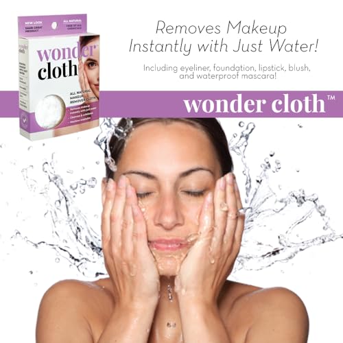 Wonder Cloth (Pack of 6) - All Natural Make-Up Remover Cloth, Removes Makeup Instantly with Just Water, Cleanses and Exfoliates, Machine Washable