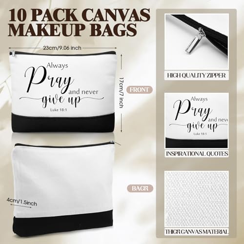 Paterr 20 Pcs Thank You Gift Bulk Employee Appreciation for Women Inspirational Canvas Makeup Bags with Zipper and Mini Compact Mirrors Gift for Coworkers Staff Nurse Girls Teacher Friend
