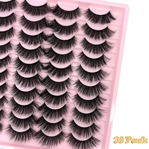 Strip Lashes Bulk C Curl 30 Pairs Cat Eye Faux Mink Lashes Pack Wholesale 18mm Long 3D Volume Natural False Eyelashes Bulk