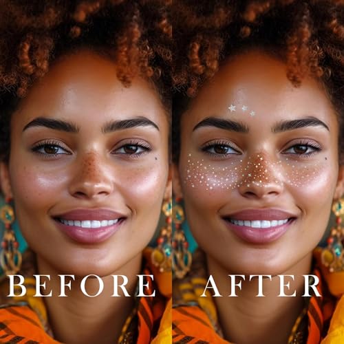 Glitter Freckles Face Tattoo Star Freckles Temporary Tattoos Sparkle Freckles Silver Freckle Tattoo 10 Sheets for Women Girl for Chirstmas Party Festivals (Silver)