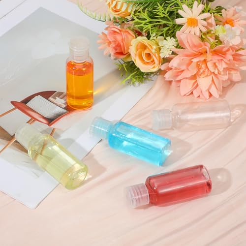 100 Pcs 1 OZ Travel Bottles with Flip Cap - 30 ml Clear Plastic Travel Size Containers, Portable Leak Proof Squeeze Bottles Refillable Empty Cosmetic Containers for Liquid Shampoo Lotion, Clear