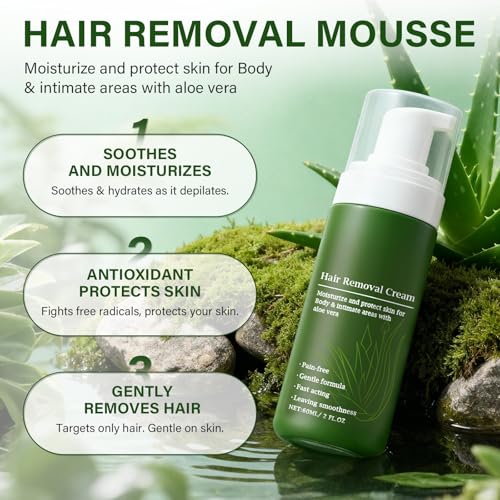 Botan Man Hair Removal Cream with Natural Aloe Vera ? Body & Intimate Areas, Men's No-Shave Hair Removal Spray for Face