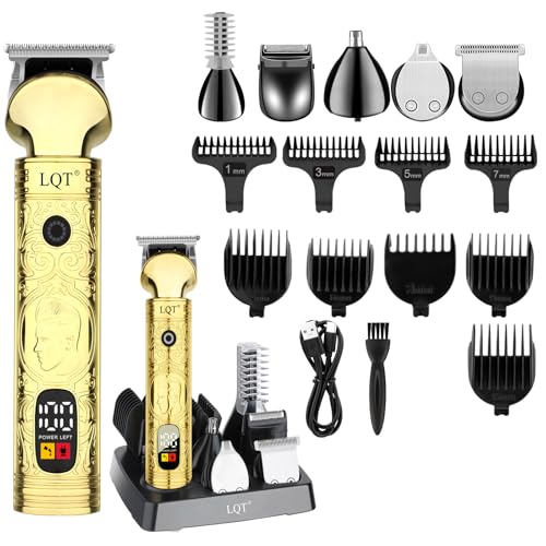 Beard Trimmer for Men, Portable 6 in 1 Hair Clippers,Waterproof Cordless Hair Clipper,Mens Grooming Kit for Mustache Facial Hair, Rechargeable Beard Trimmer Kit, Gifts for Men(Gold)