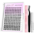 VEYESBEAUTY Lash Clusters Kit Individual Eyelash Extensions Thin & Invisible Band DIY False Eyelashes Newbie's Five-Second Series Wispy Lash Tray, LuxeBold KIT with Bond&Seal Remover Applicator