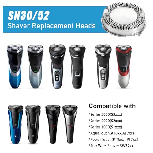 SH30 Replacement Heads for Philips Norelco Shaver Series S5000, 3000, 2000, 1000, 500 and S1560, SH30 Blades for Philips Norelco 3900, 3600, 2400 PT720/AT720
