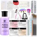 WAYI Acrylic Nail Kit for French Nails, 58ml Monomer, 4¡¿15g Acrylic Powders (Clear/White/Pink/Nude), White French Tips, Rhinestones & Full Tools for Beginners & DIY