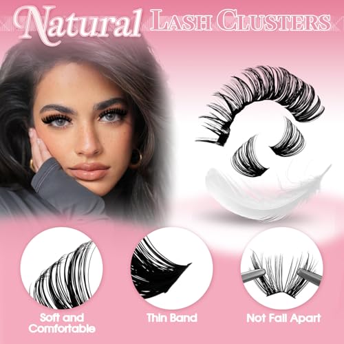 FADLASH Lash Clusters Kit 80D Eyelash Clusters 12-18mm Volume Cluster Eyelashes Extensions Fluffy Lashes Extension with Lash Bond and Seal Lash Tweezer (80D, 12-18mm)