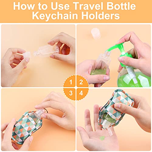 Empty Hand Sanitizer Holders Set 60pcs, Include 20 Portable Refillable Travel Bottle Container with Flip Cap, 20 Reusable Bottle Holders, 20 Wristlet Keychain