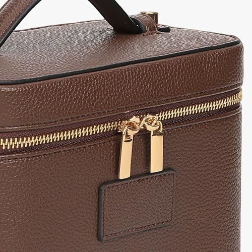 Makeup Bag Vanity Case with Removable Divider Travel Toiletry Bag Portable Cosmetic Bag Makeup Organizer Case (Coffee)