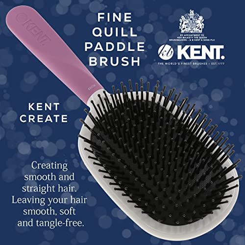 Kent KCR5 "Create" Large Cushioned Paddle Brush for Smoothing and Straightening All Hair Types - Detangling Brush with Purple Ergonomic Handle and Fine Nylon Bristles for Smooth Finishing and Shine