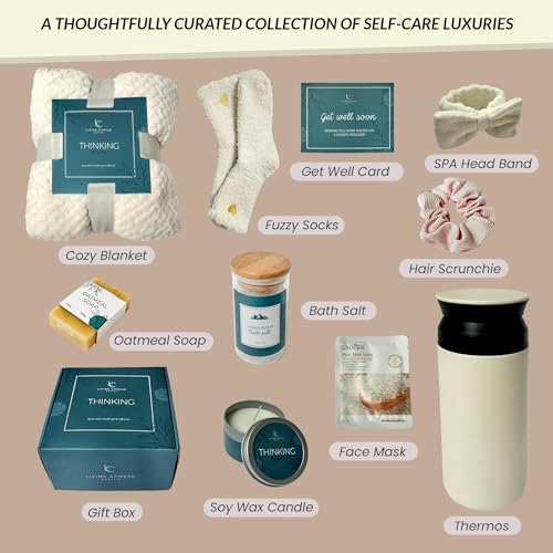Self Care Gifts for Women 11 Piece, Womens Get Well Gifts for Mom Girlfriend Wife Daughter, Women¡¯s Spa Gifts Baskets With Bath Salts, Oatmeal Soap, Blanket, Encouraging Inspirational Gift Basket